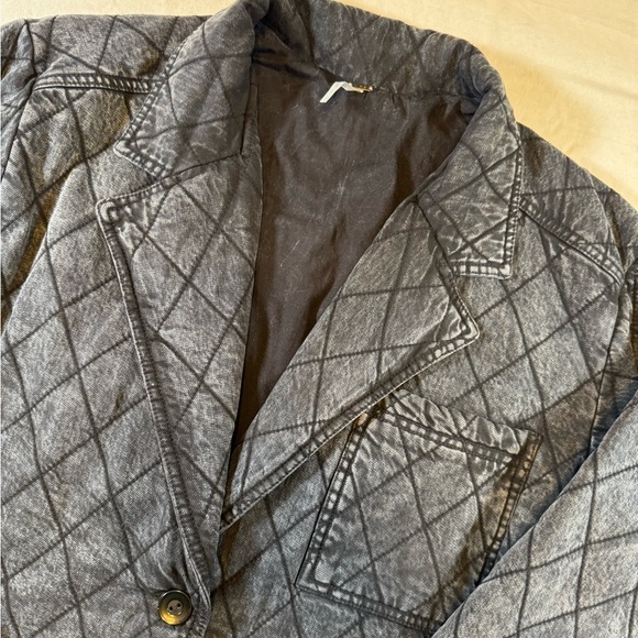Young Fabulous & Broke Gray/ Charocoal Quilted Blazer Jacket - Picture 3 of 10